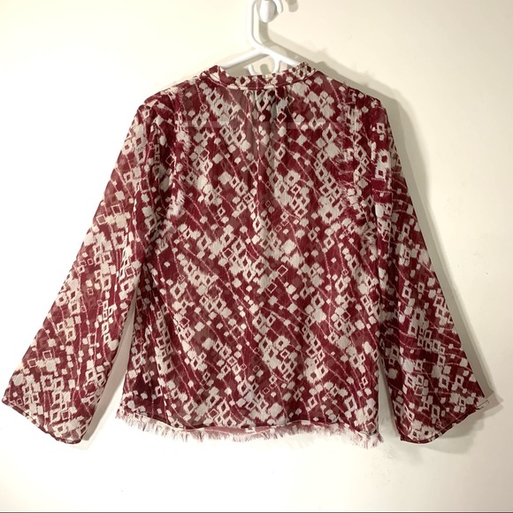 Nanette Lapore Ikat Print Sheer Fringed Top - Picture 5 of 12
